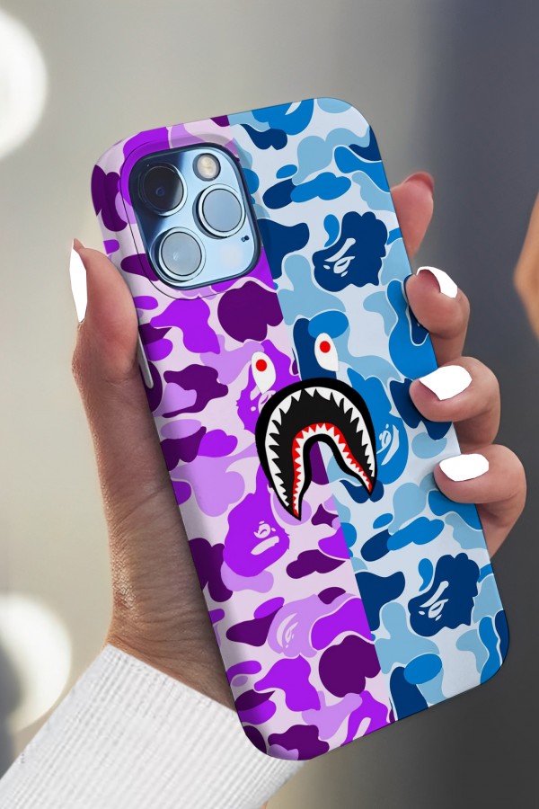 Bape Mavi & Mor Tasarımlı Baskılı  Kılıf Bape Mavi & Mor Tasarımlı Baskılı  Kılıf