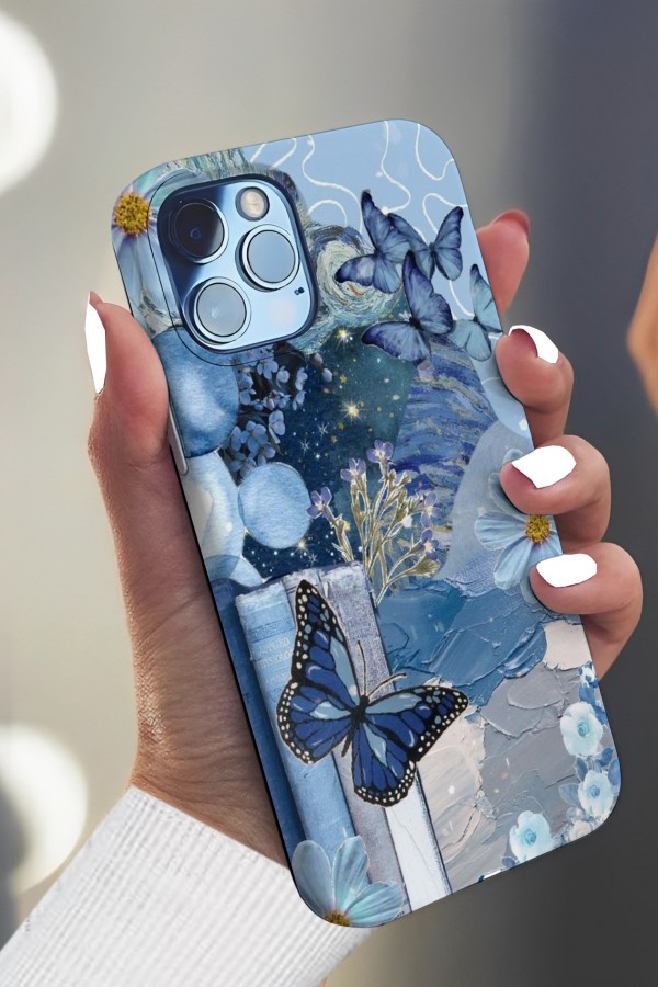 Blue Butterfly Tasarımlı Baskılı  Kılıf Blue Butterfly Tasarımlı Baskılı  Kılıf