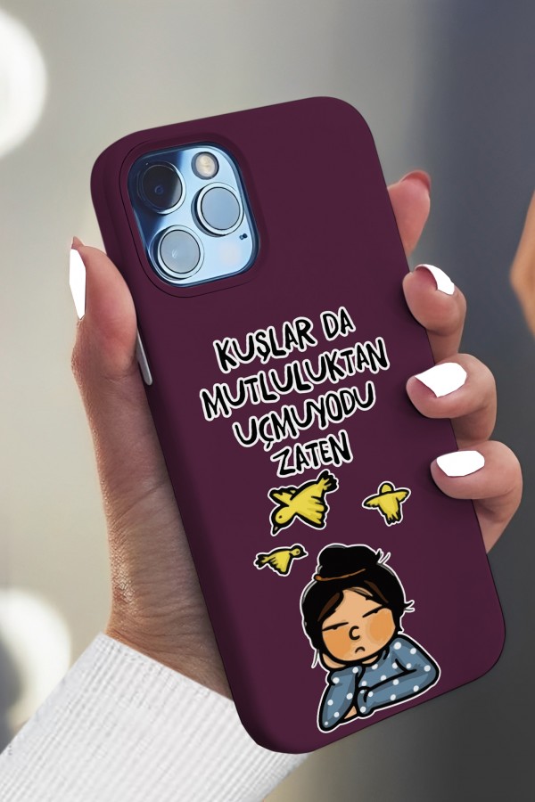 Kuşlar Da Mutlulukdan Uçmuyurdu Zaten  Tasarımlı Baskılı  Kılıf