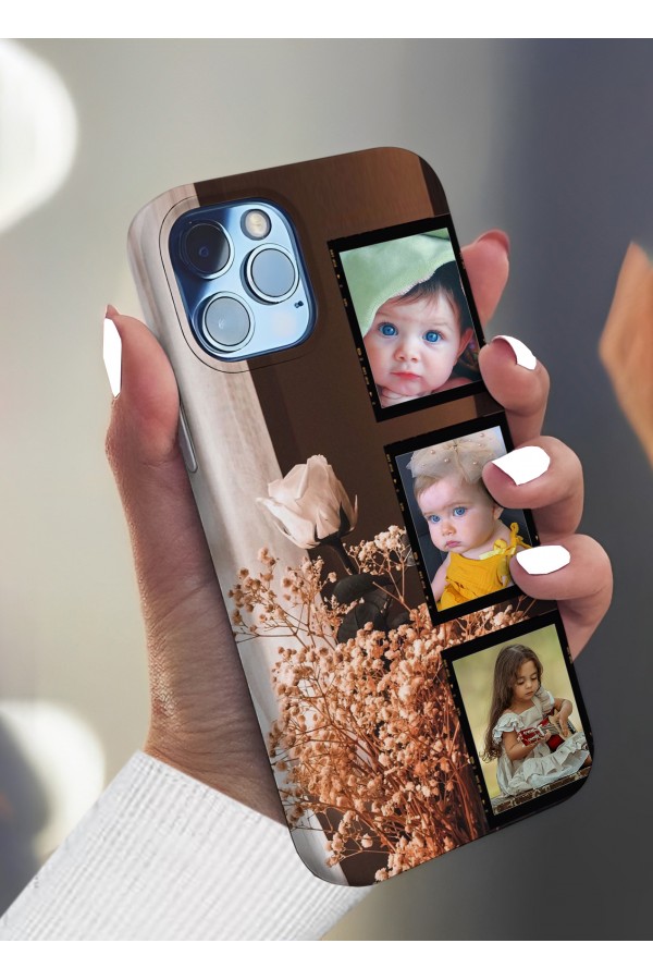 Güllü 3 lü Fotoğraflı İsimli Tasarımlı Baskılı  Kılıf