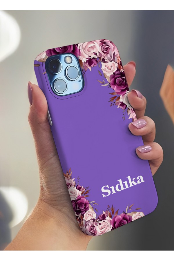 Güllü Lila  2  İsimli Tasarımlı Baskılı  Kılıf