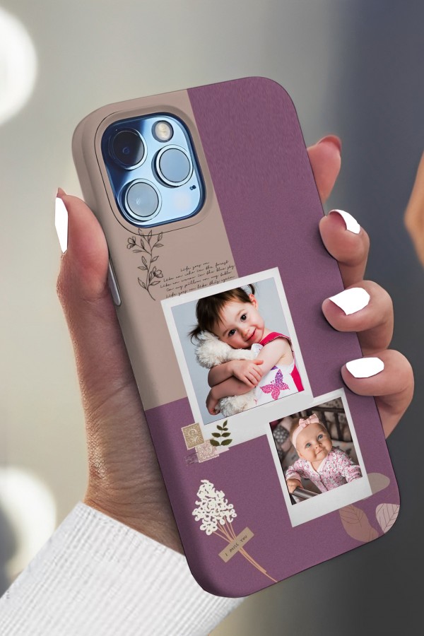 Güllü Lila & Pembe 2 lü Fotoğraflı İsimli Tasarımlı Baskılı  Kılıf Güllü Lila & Pembe 2 lü Fotoğraflı İsimli Tasarımlı Baskılı  Kılıf