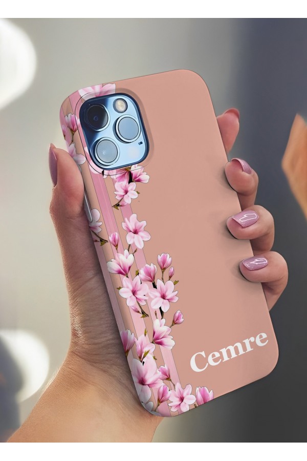 Pembe  Çiçek 2  İsimli Tasarımlı Baskılı  Kılıf