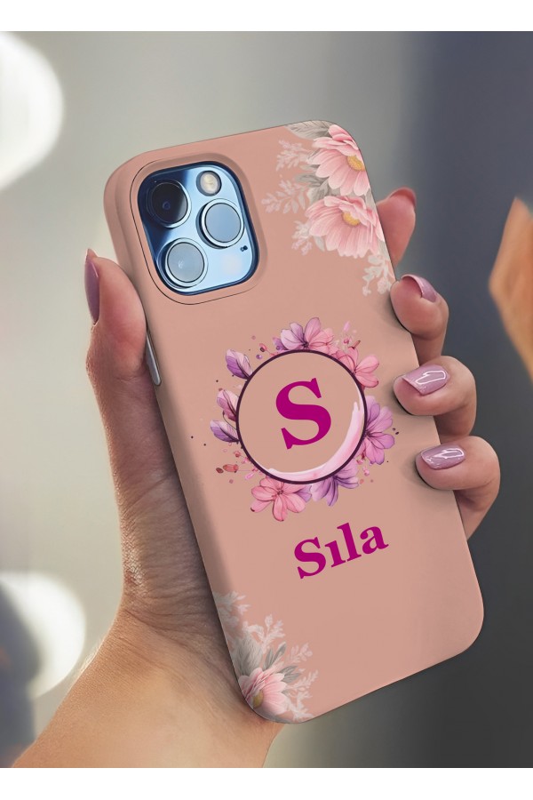 Pembe  Çiçek 2  İsimli Tasarımlı Baskılı  Kılıf