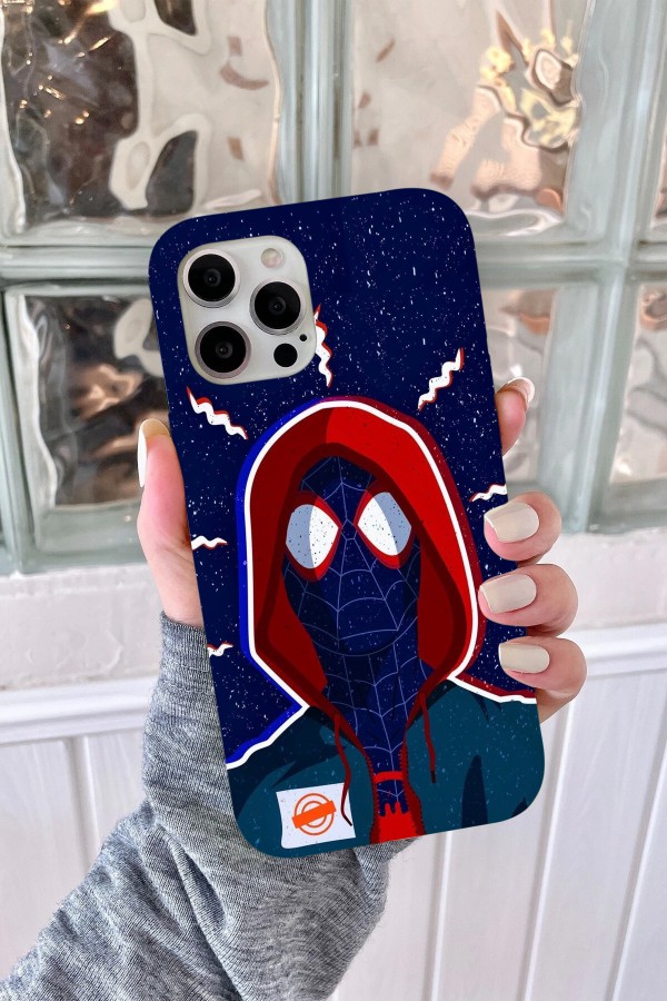 Spiderman Miles Morales Siyah   Tasarımlı Baskılı  Kılıf