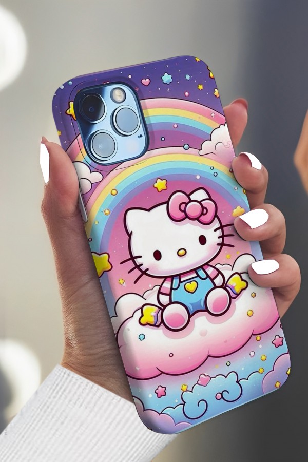 Hello Kitty Gökkuşağı  Tasarımlı Baskılı  Kılıf Hello Kitty Gökkuşağı  Tasarımlı Baskılı  Kılıf