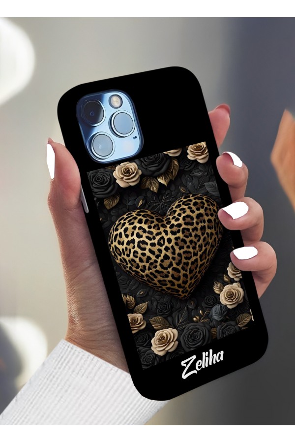 Leopar Kalp İsimli  Tasarımlı Baskılı  Kılıf