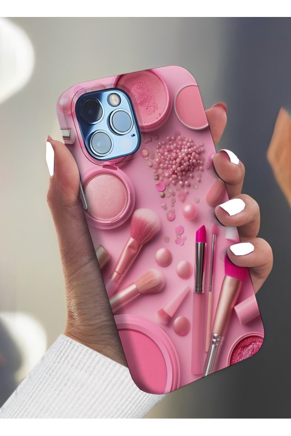 Makyaj Seti Pembe Tasarımlı Baskılı  Kılıf