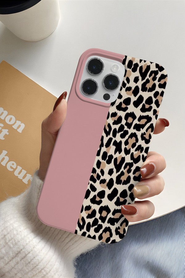 Leopar Deseni  & Pembe Tasarımlı Baskılı  Kılıf Leopar Deseni  & Pembe Tasarımlı Baskılı  Kılıf
