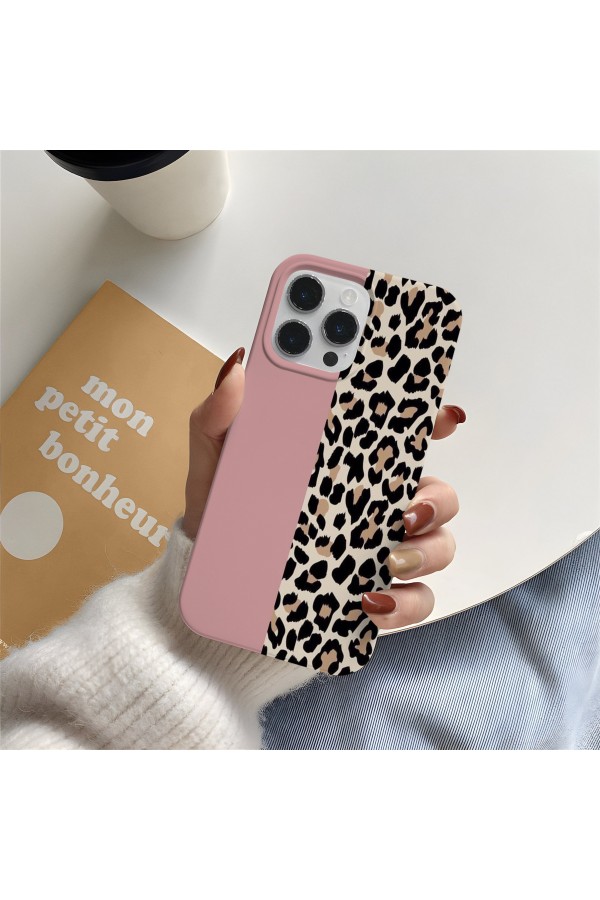 Leopar Deseni  & Pembe Tasarımlı Baskılı  Kılıf