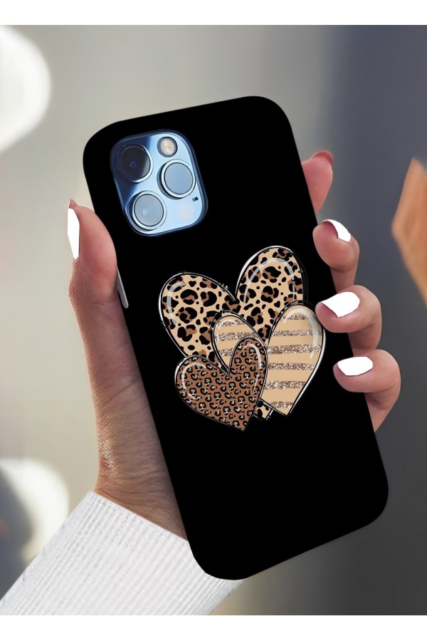 Leopar Desenli Kalpler Tasarımlı Baskılı  Kılıf