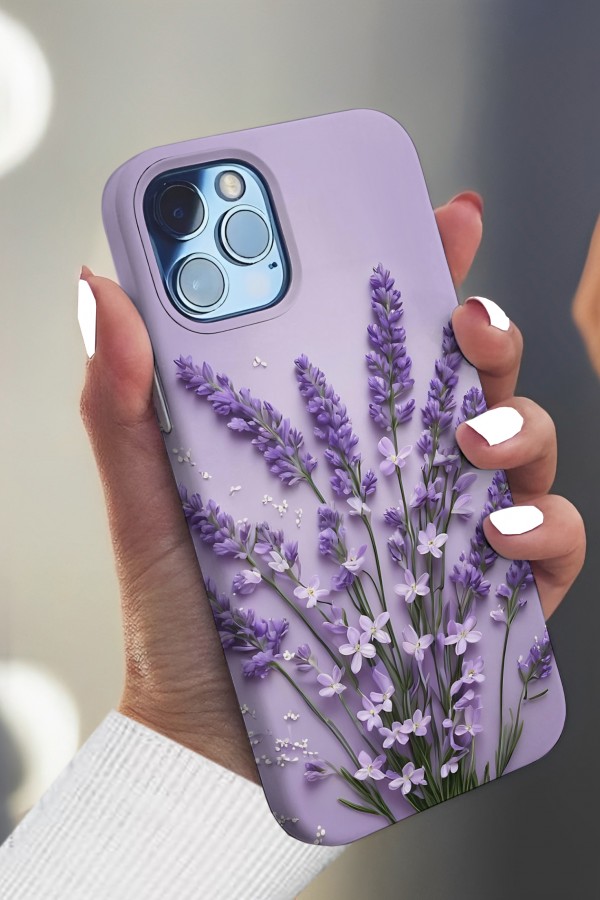 Mor Lavandula Tasarımlı Baskılı  Kılıf