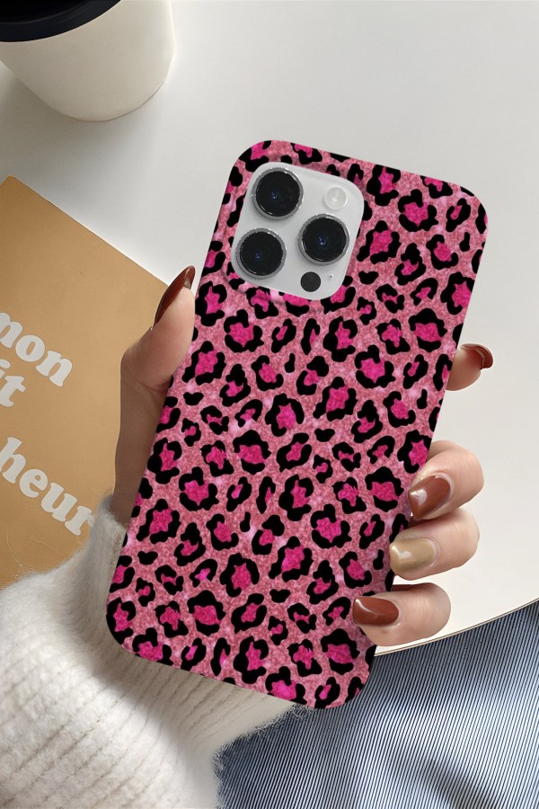 Pembe Siyah Tasarımlı Baskılı  Kılıf