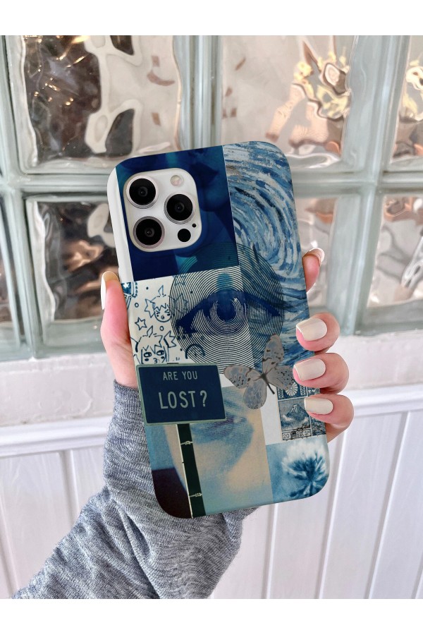 Mavi  Art Tasarımlı Baskılı  Kılıf