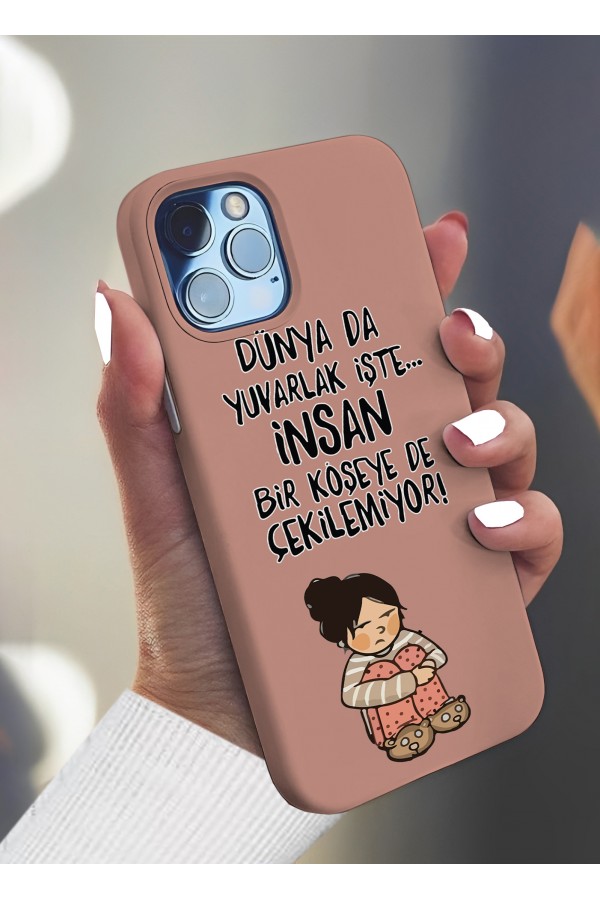 Dünyada Yuvarlık İşte İnsan  Tasarımlı Baskılı  Kılıf